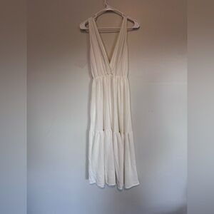 Caution To The Wind Cream Backless Dress